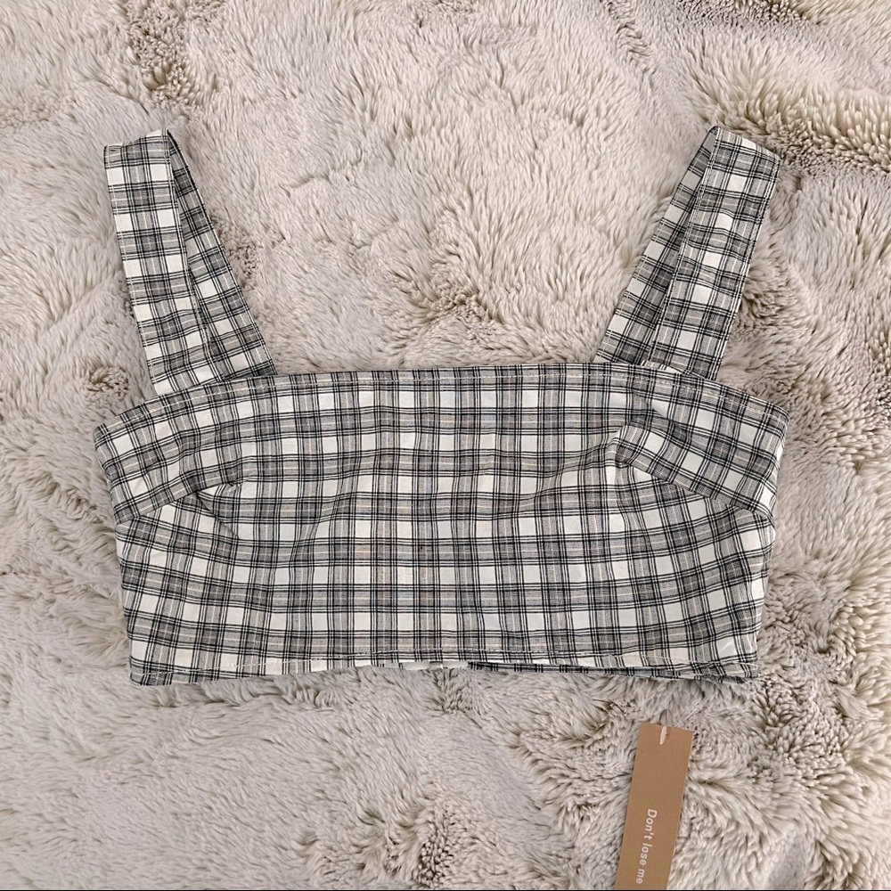 Reformation Black and White Plaid High Waist Shorts